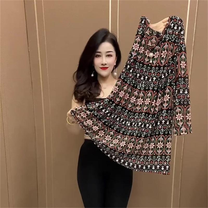 Product Introduction of Áo Tay Áo Ba Phần Tư Mỏng, Phổ Biến Của Mẹ, Cao Cấp, Thanh Lịch Và Dễ Phối Đồ, Co Giãn, Áo Sơ Mi Lớn, Thích Hợp Cho Phụ Nữ Mùa Hè, Áo Phông Top Women 9