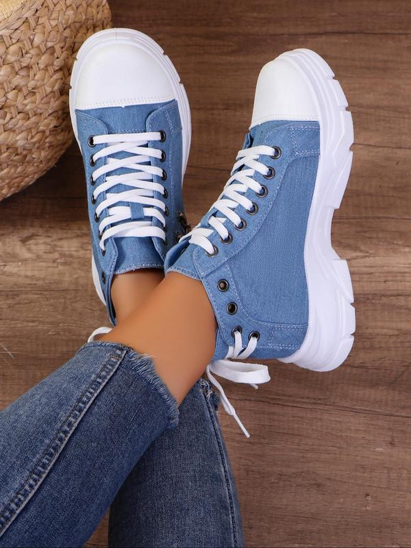 Women's Fashionable Lace Up Sneakers, Casual Comfortable Breathable Sports Shoes, Female All-match Round Toe Shoes for Daily Wear 4