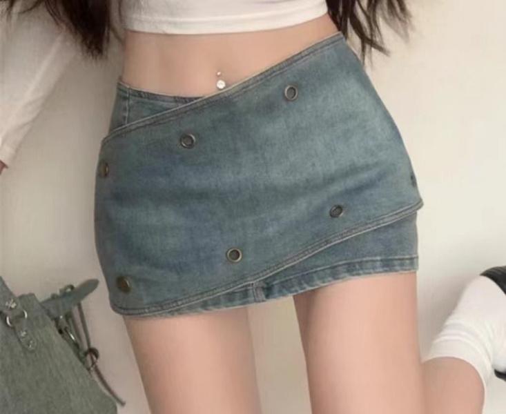 Product Introduction of Chân Váy Denim, Dành Cho Nữ, Thiết Kế O, Cạp Thấp, Chân Váy Bất Đối Xứng Chân Váy Chữ A Hông Cô Gái Nóng Bỏng, Hàng Mới Về Mùa Hè 2024 Women Khuy 7