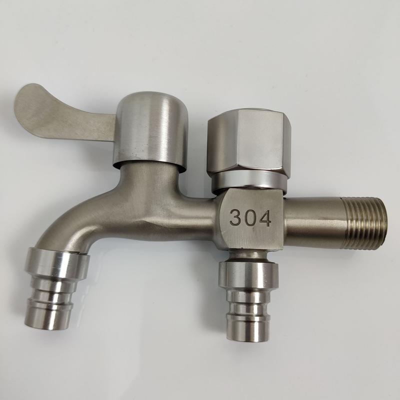 Vòi nước thép không gỉ 304 chia 2 đầu ra độc lập tiện dụng - Vòi nước 2 đầu cho máy giặt chia nước thành 2 cổng