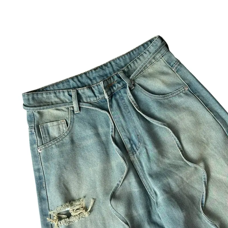 DENIMIST TERI WIDE JEANS - Quần jeans rách gối ống rộng Whose Studio - Kèm dây quần 4