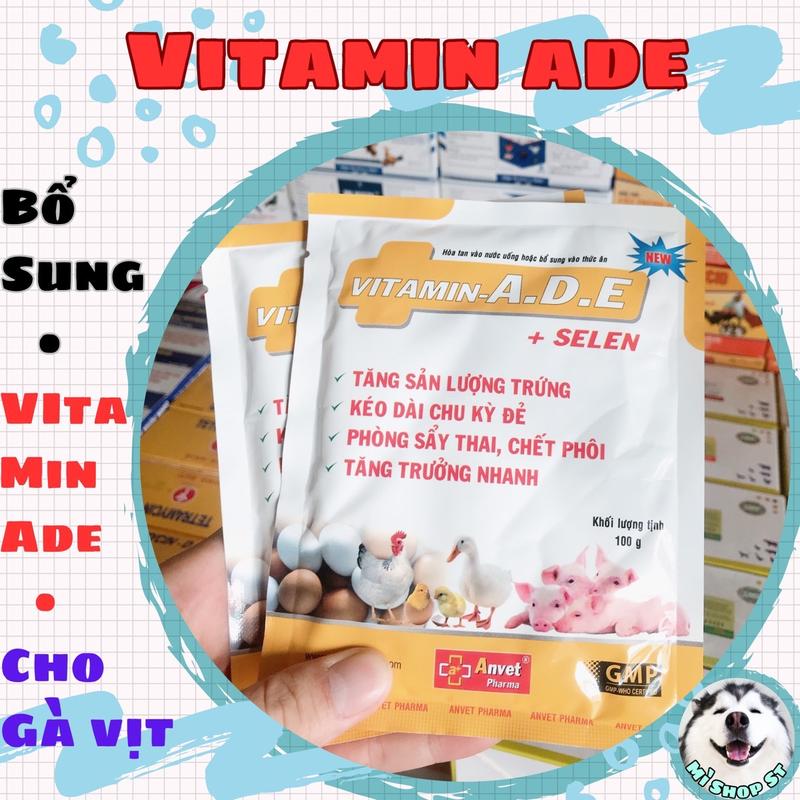 Vitamin ade giúp tăng sản lượng, kéo dài chu kỳ đẻ, tăng trọng dùng cho thú cưng gói 100gram công ty anvet 2