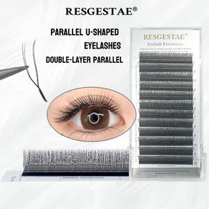 ขนตาปลอม รูปตัวยู ดอกไม้ขนาน สองชั้น หนาและม้วนงอ CD หยิก นุ่มและหนา เหมาะสำหรับขนตา U มาใหม่