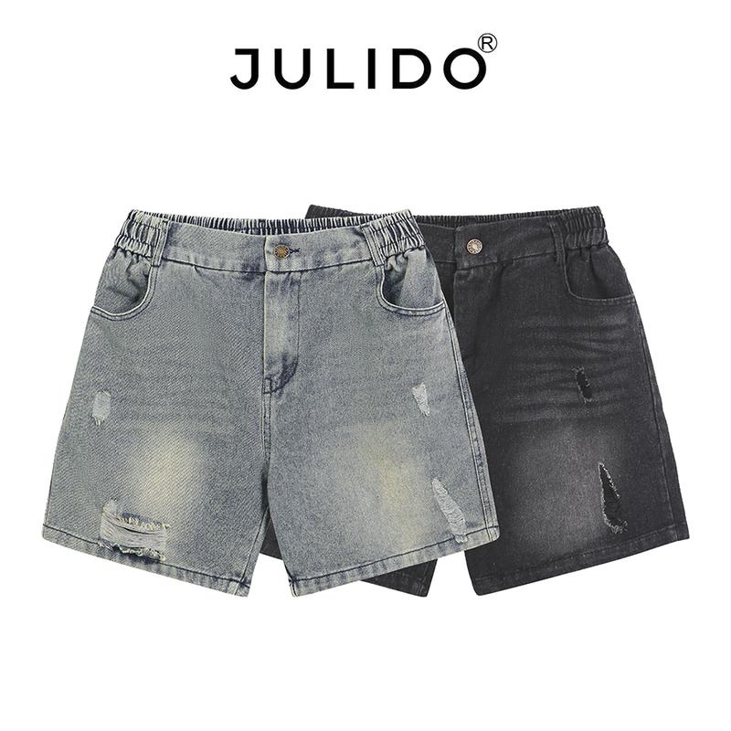 Combo 2 Quần short jean nam  JULIDO cạp khuy, quần short bò khuy cài, chất liệu vải jean co dãn
