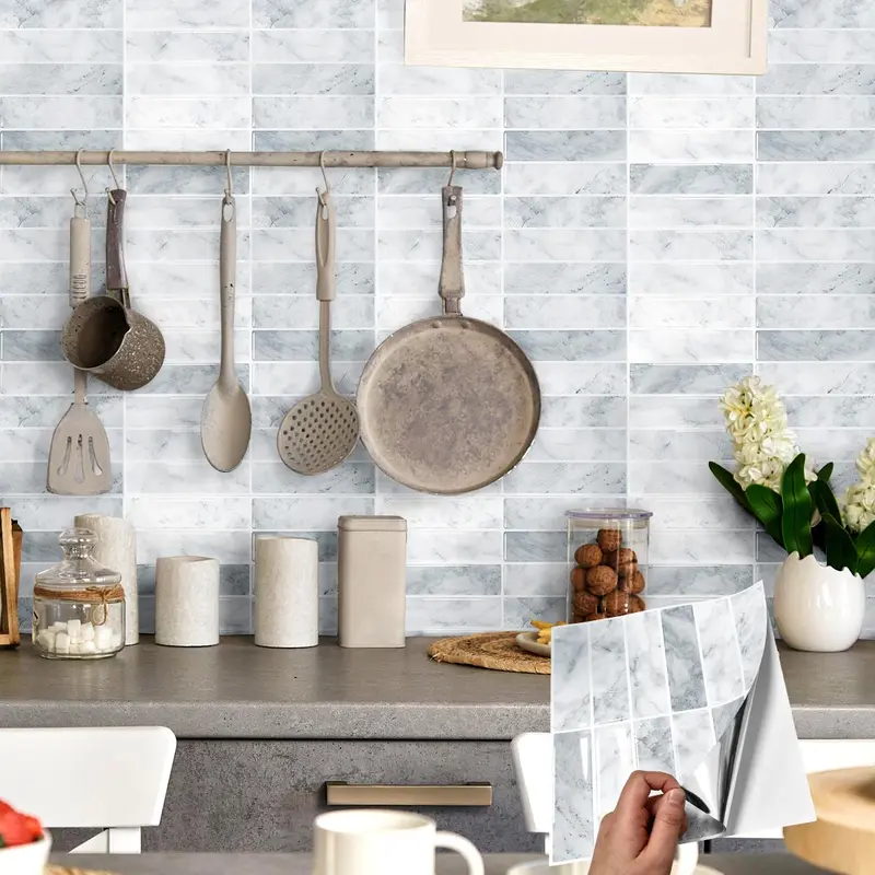 3D Mosaic Pattern Self-adhesive Wallpaper, Waterproof & Mildew-proof Decorative Wall Sticker for Foldable Shopping Trolley, Wall Paper for Kitchen, Bathroom, Living Room, Dining Room, Design, Home, Modern 6