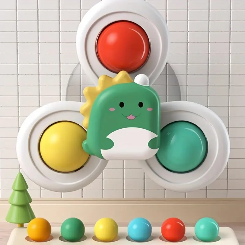 Cartoon Animal Design Suction Cup Spinner Toy, 3 Counts/set Rotating Top Toy, Best Gift Toy 8
