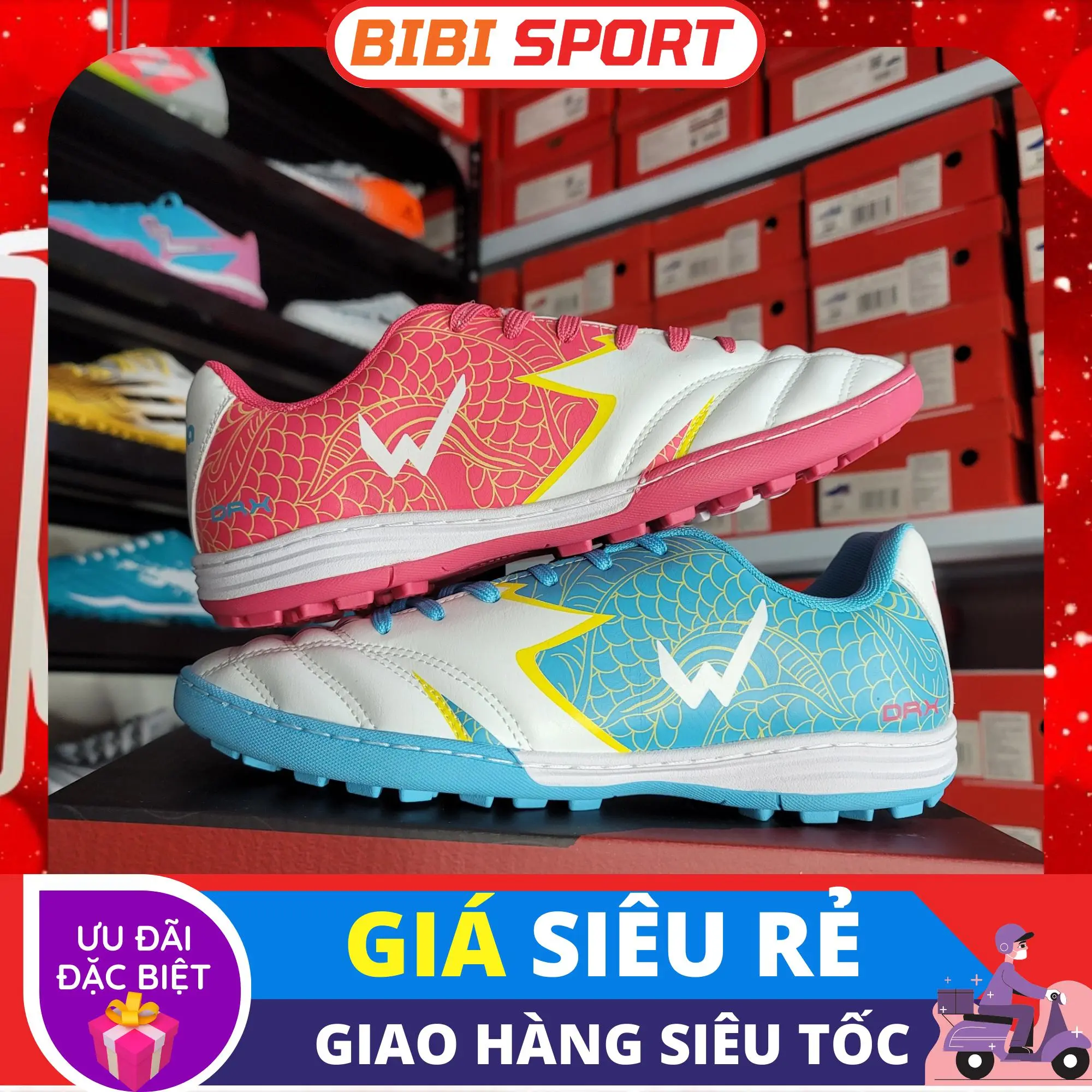 [GIÁ TỐT] Giày Bóng Đá Wika Dragon X [Tặng Kèm Tất] Hàng Chính Hãng, Full Box, Đế Cao Su, Đã Khâu Full Đế, BH 3 Tháng