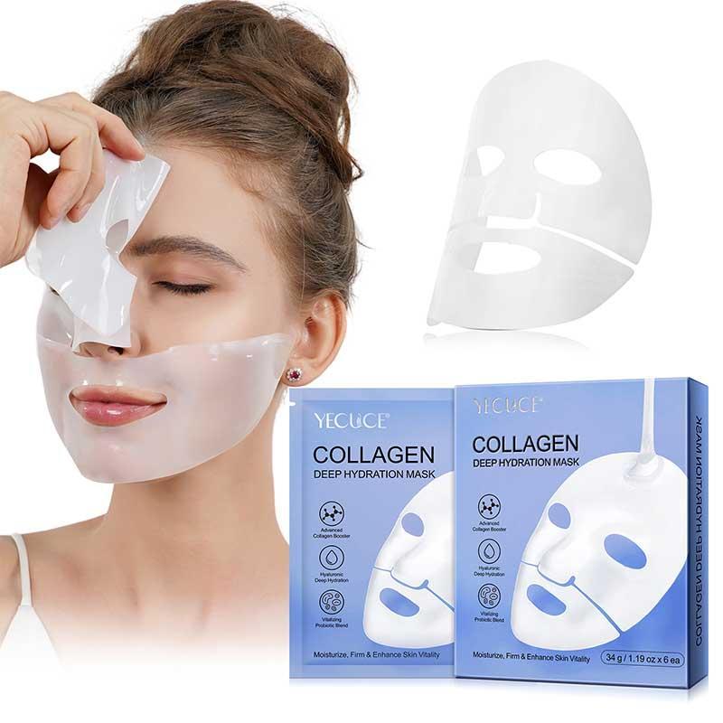 YECUCE 6 Counts/box Exclusive Gift Box, Bio-collagen Brightening Mask, Deep Moisture Lock, Luxurious Bio-collagen & Niacinamide & Vitamin E Essence, Suitable for All Skin Types, Sleep Nourishment, Travel Portable, Christmas Surprise Gift 7