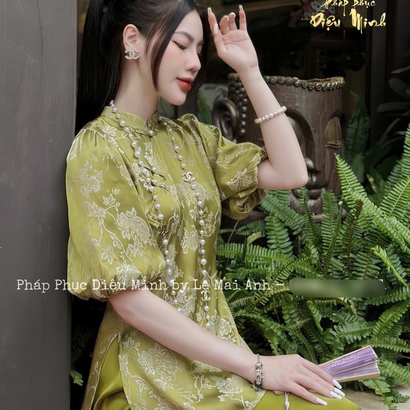 Bộ pháp phục đi chùa tay bồng chất liệu l.ụa 3