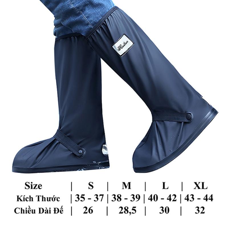 Ủng Đi Mưa/ Ủng Bọc Giày Đi Mưa Cổ Cao Đế Cao Su Chống Trơn Trượt Cao, Chất Liệu Nhựa PVC Cao Cấp Có Thể Gấp Gọn