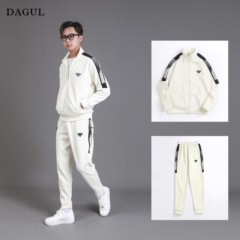 Bộ đồ bộ nam nữ thể thao nỉ ép dày dặn DAGUL nam nữ 2 mẫu phối viền và phối cầu vai fashion, áo có logo kim loại và logo dập nổi, túi quần và túi áo có dây kéo khóa, cổ cao và dữ ấm tốt - Menswear