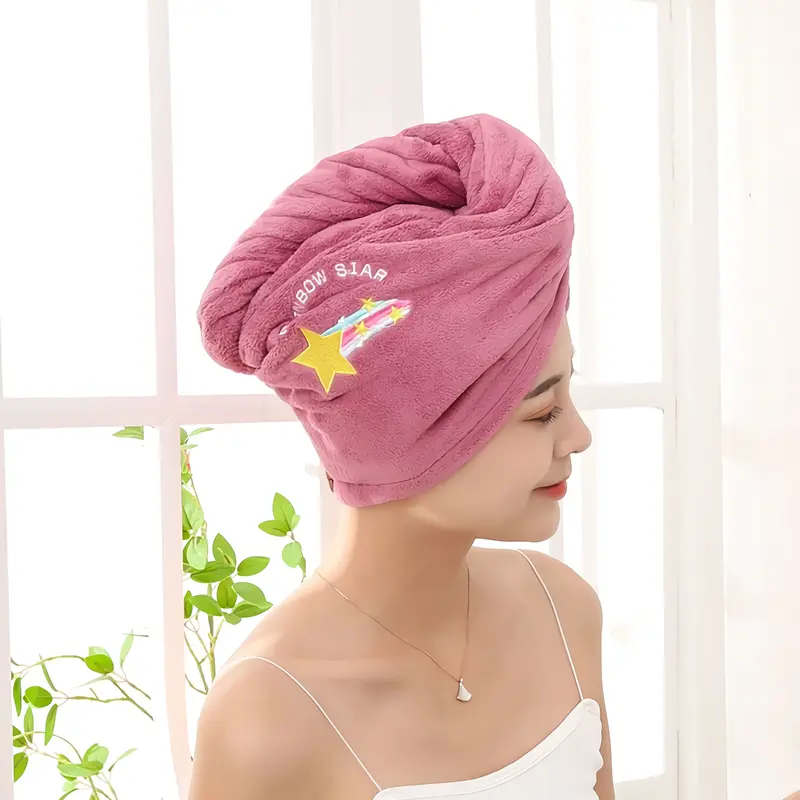 [PAKET HEMAT 4 PCS] Handuk Keramas Model Kancing Import Microfiber Handuk Pengering Rambut Head Towel Fast Dry Hair Handuk Kepala 5