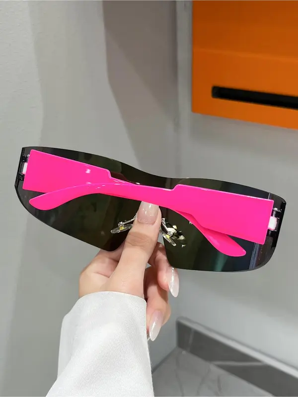 Unisex Simple Style Plain Color Sunglasses, Trendy Casual Rimless Sunglasses for Everyday Use, Fashion Accessories for Outdoor Activities 3