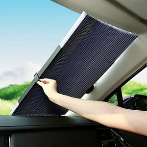 自動折りたたみ式車用サンシェード、UV防止・熱遮断フロントガラス日よけ、折りたたみ式フロントガラス日よけ、汎用カーアクセサリー