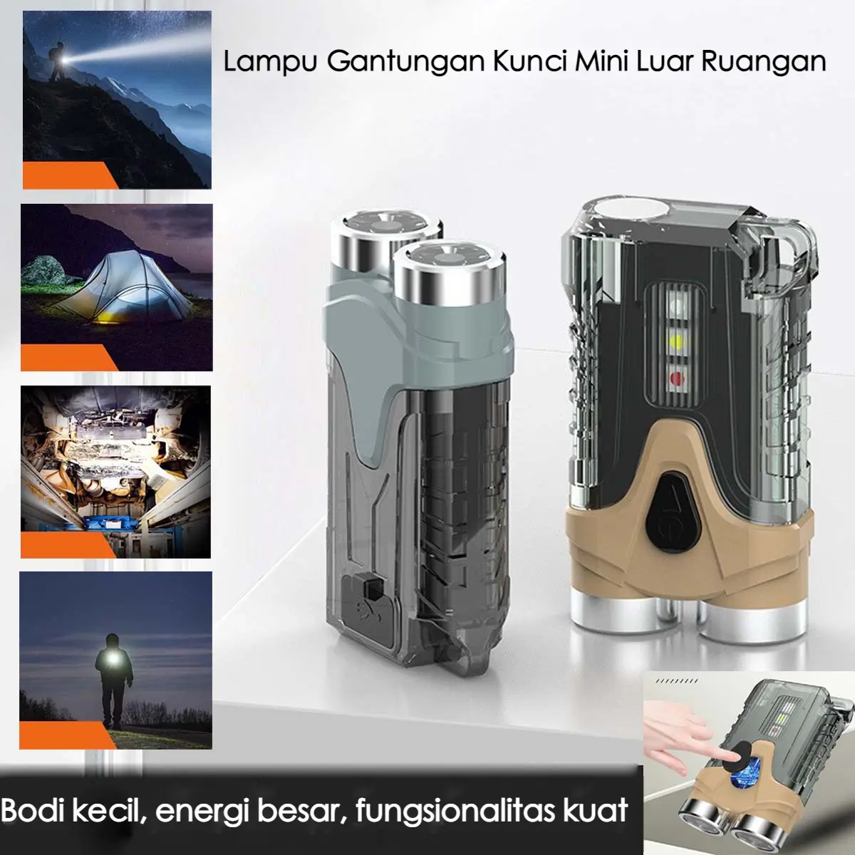 <Pengiriman Lokal>Keychain Mini USB Cahaya Tahan Air Terbuka Untuk Mengaktifkan Lampu Senter Darurat