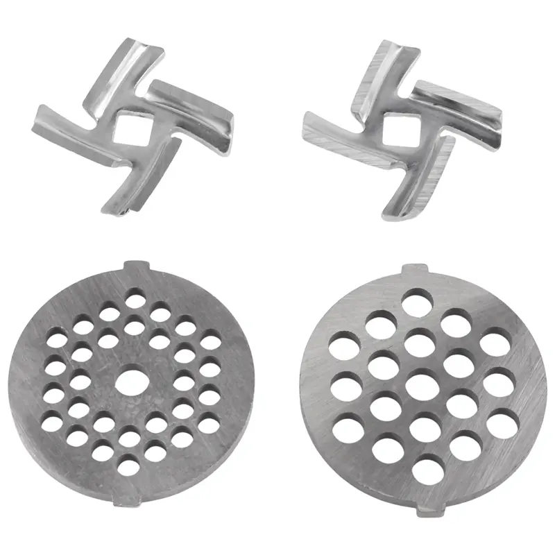Bộ phận thay thế máy xay thịt, Bao gồm 2PC Lưỡi cắt, 2PC Tấm băm thịt, Bộ phận xay, Thích hợp cho máy xay MG30 / 60