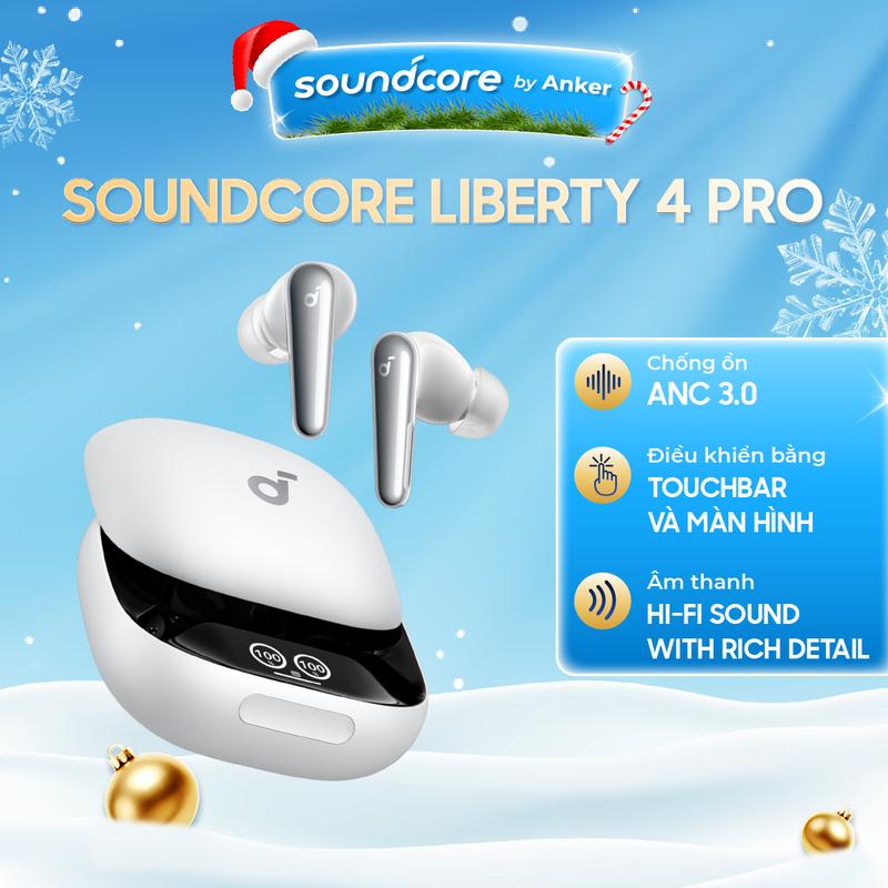 [soundcore-Anker] soundcore Liberty 4 Pro của Anker, Tai nghe không dây khử tiếng ồn, 7 cảm biến và điều chỉnh chống tiếng ồn theo thời gian thực, Sạc nhanh gấp 2 lần, Nhạc Hi-Fi đẳng cấp phòng thu, nhận cuộc gọi rõ ràng với 6 mic và AI