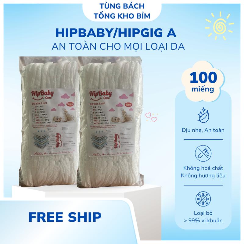 Bỉm quần dán Hipgig A Hipbaby 100 miếng cho bé loại 1 mềm mỏng thấm hút tốt - đủ size