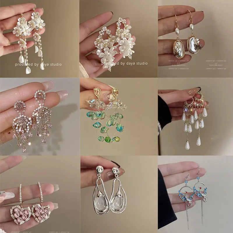 [Mg] Super Fairy Flowers Pearl Tassel Earrings Niche Design Senior Gentle Fairy Light Luxury Temperament New Earrings Female