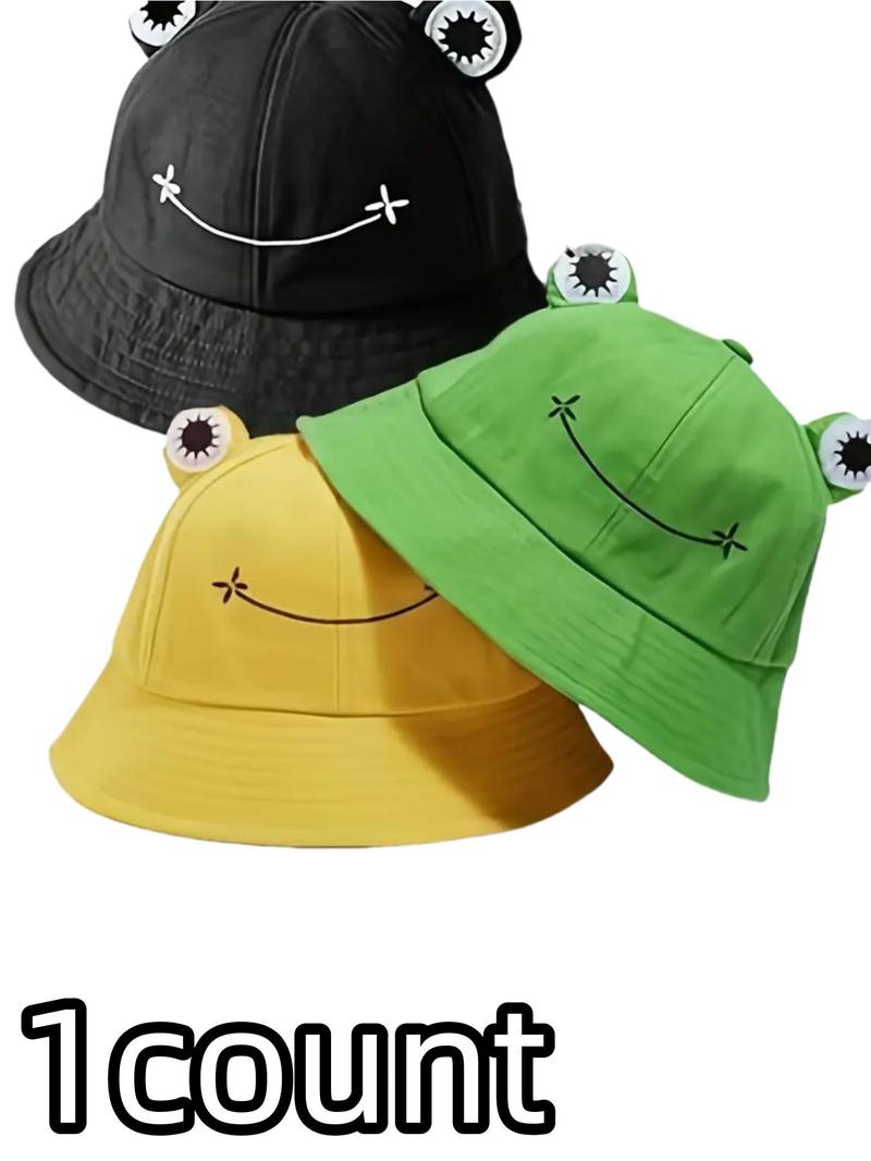 Product Introduction of Cute Cartoon Frog Design Hat, Casual Soft Foldable Sun Protection Hat for Men & Women, Fashion Accessories for Daily Wear 0