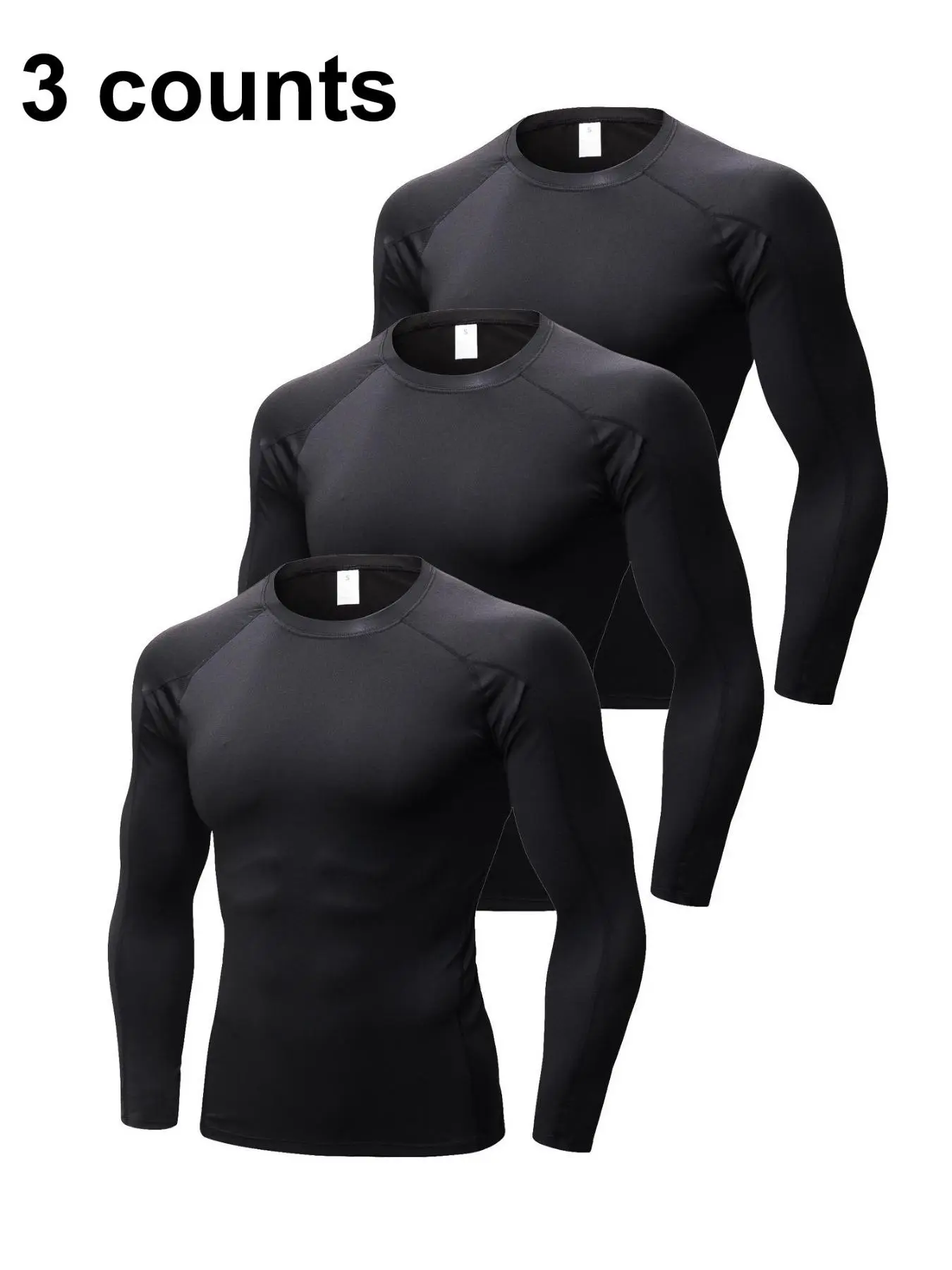 Men's Solid/Camo Print Thermal Underwear Top, Quick Drying Long Sleeve Compression Top, Casual Comfy Warm Underwear for All Seasons