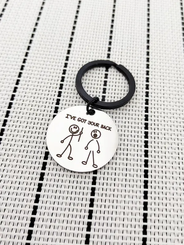 Fashion Letter Pattern Slogan Metal Keychain, Round Shaped Stainless Steel Keychain for Men & Women, Gift for Friends, Personalized Gifts, Trendy Accessory for Anniversary Birthday Gift 4