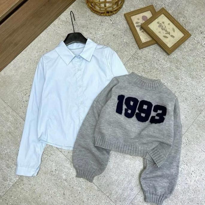 Sét 2 món áo len tay dài số 1993 phối sơ mi mẫu mới nhất mùa đông chuẩn hàng QCCC dành cho nữ Women Top Cổ Tròn Dài Tay - Njnkyumy Shop 6