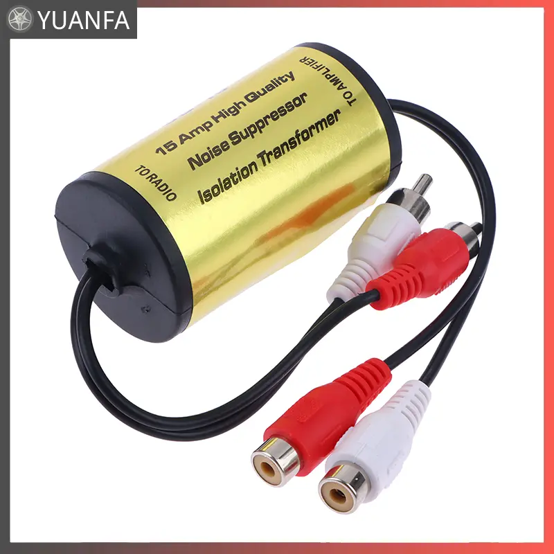 Bộ giảm tiếng ồn âm thanh RCA, bộ lọc, bộ lọc Vòng Lặp mặt đất, cho âm thanh nổi trên ô tô và gia đình, 2 × RCA nam, 2 × RCA nữ