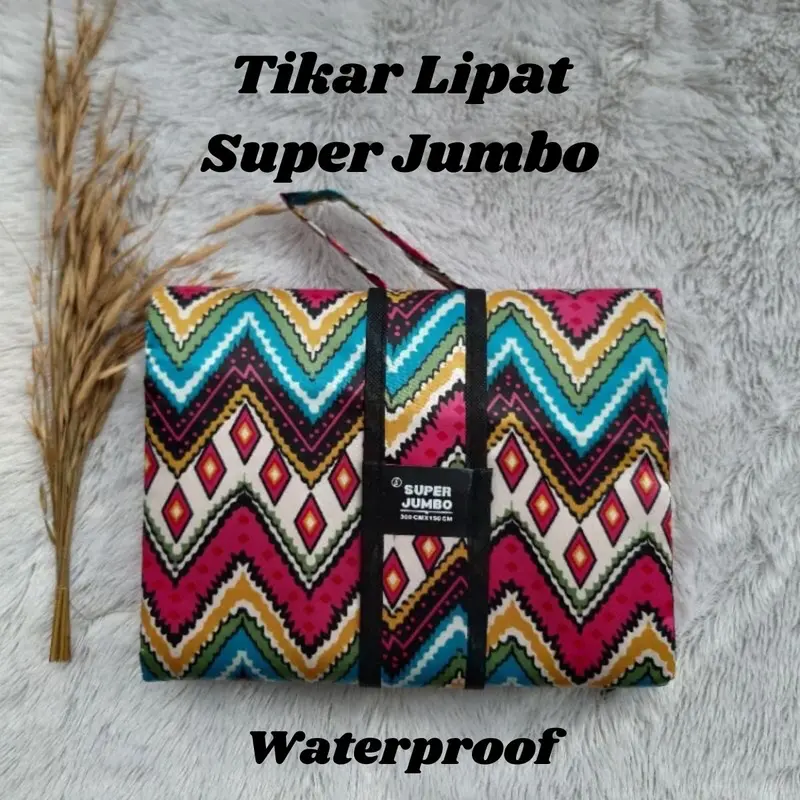 Tikar piknik lipat microsatin waterproof jumbo Ukuran 300x150cm Karpet Camping Outdoor 0