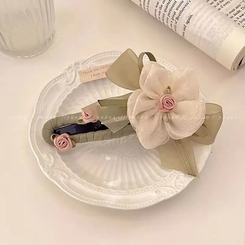 Super Fairy Mesh Flower Hair Clip for Women, Sweet Forest Style Duckbill Clip, 2025 New Shark Clip, One-word Claw Clip