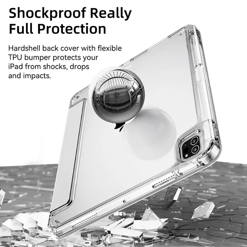 Vỏ Acrylic Trong Suốt, Dành Cho iPad Pro 11 / 13, M4 / 2024, Air 6, 11, Air5 / 4, 10.9, Pro 12.9, Mini 6, 5 / 6th, 9.7, 10.2 ", Tương Thích Với iPad Thế Hệ Thứ 7 / 8 / 9 / 10, Có Ngăn Đựng Bút, Csae Phụ Kiện 6