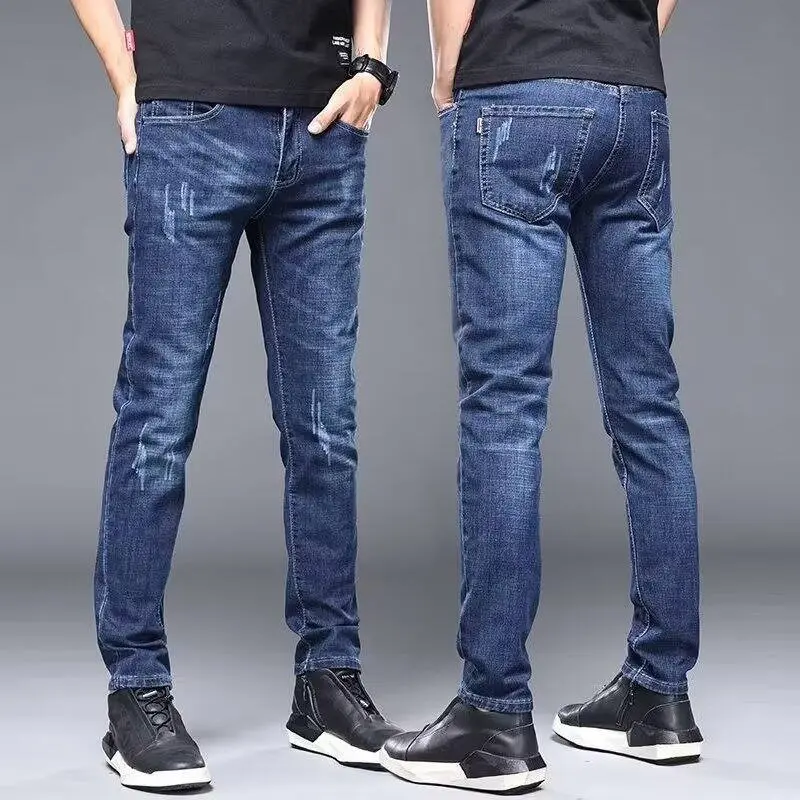 Premium Men's Jeans with Slim Fit Winter Style for Youth Casual Denim Pants High Waist and Straight Leg Design Menswear Lingerie calico  cut pants carpenter  pants Trouser Streetwear