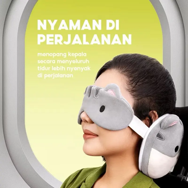 Bantal Travelling Penutup Mata 2in1 Eye Mask and Neck Pillow Package Penutup Mata traveling Lucu Multifungsi Sleep 3