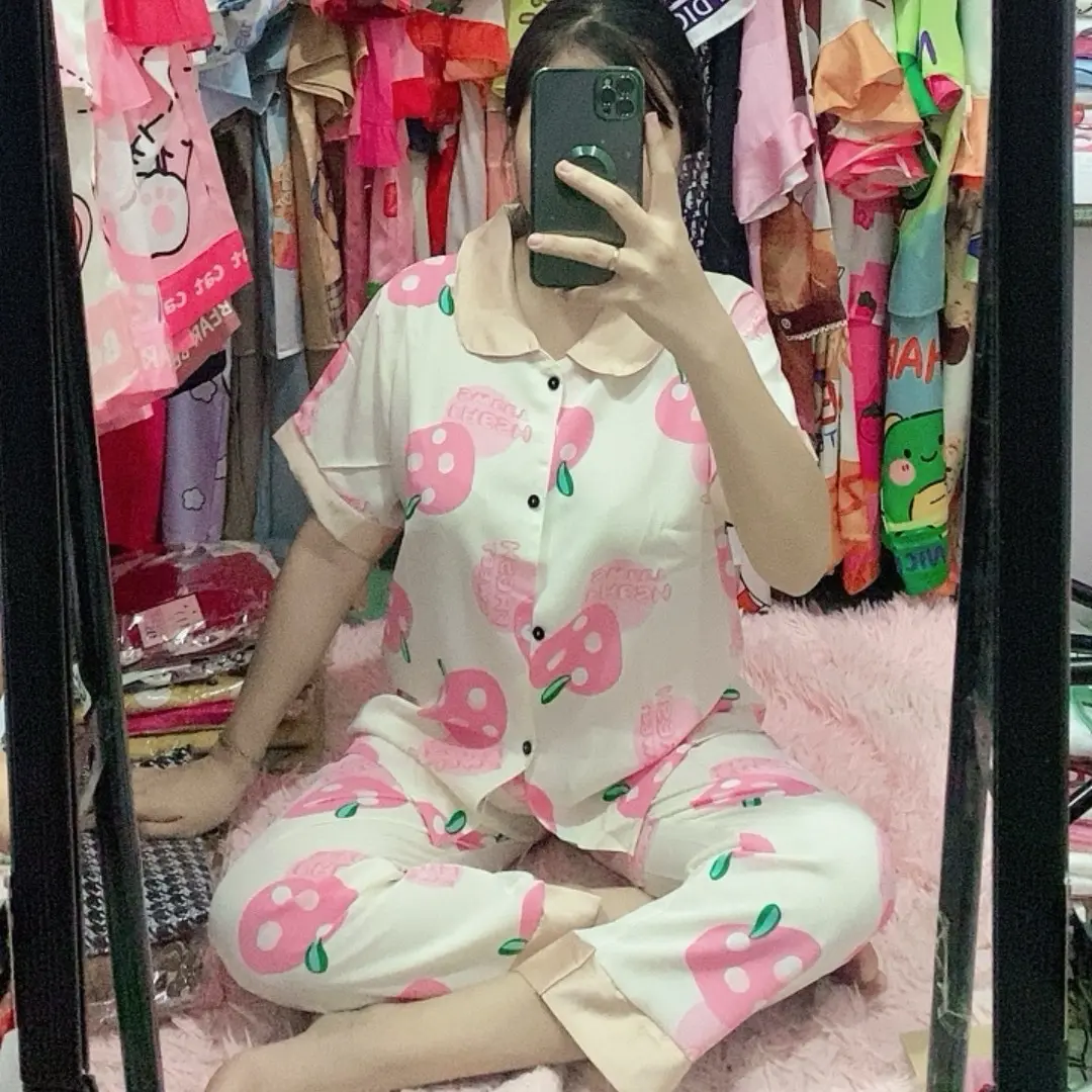 Lụa mango 40 đến 60kg tay ngắn quần dài Voi Voi pijama  lụa