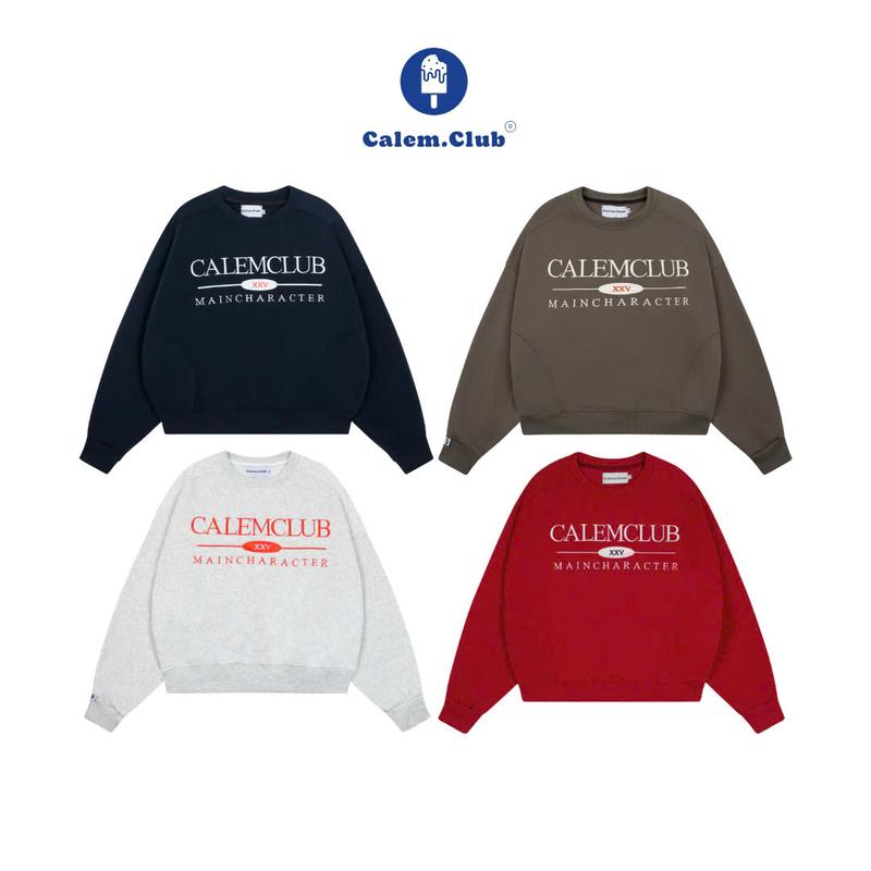 Calem Club - Áo nỉ Sweater XXV MAIN CHARACTER chất nỉ bông họa tiết chữ thêu form boxy unisex nam nữ áo thu đông nữ Top Women Cổ Tròn