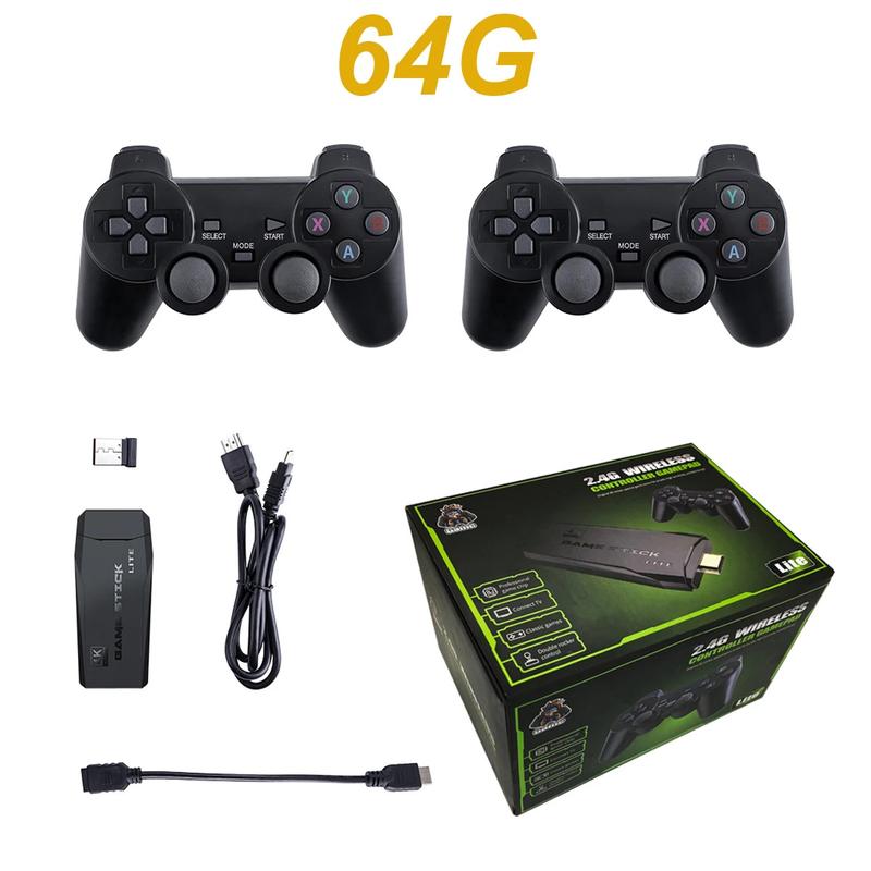 Update Retro Video Game Console 2.4G Wireless Console Game Stick 4k 20000 Game 64G Portable Dendy Game Console for GBA/FC/PS1/MD 6