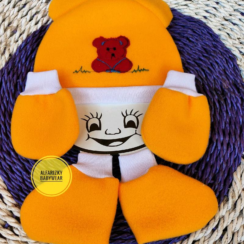 set topi + Sartaki bayi bahan fleece tebal 3
