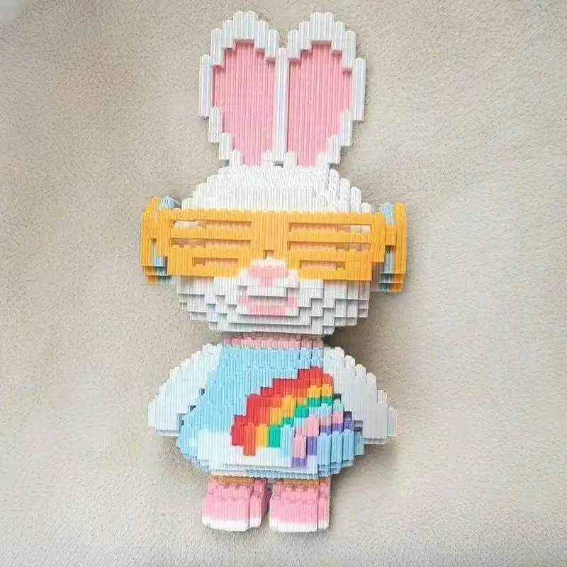 Rabbit Design Building Blocks Toy, 5010pcs Cute Animal Assembly Models, Creative Desktop Decoration for Home Office 6