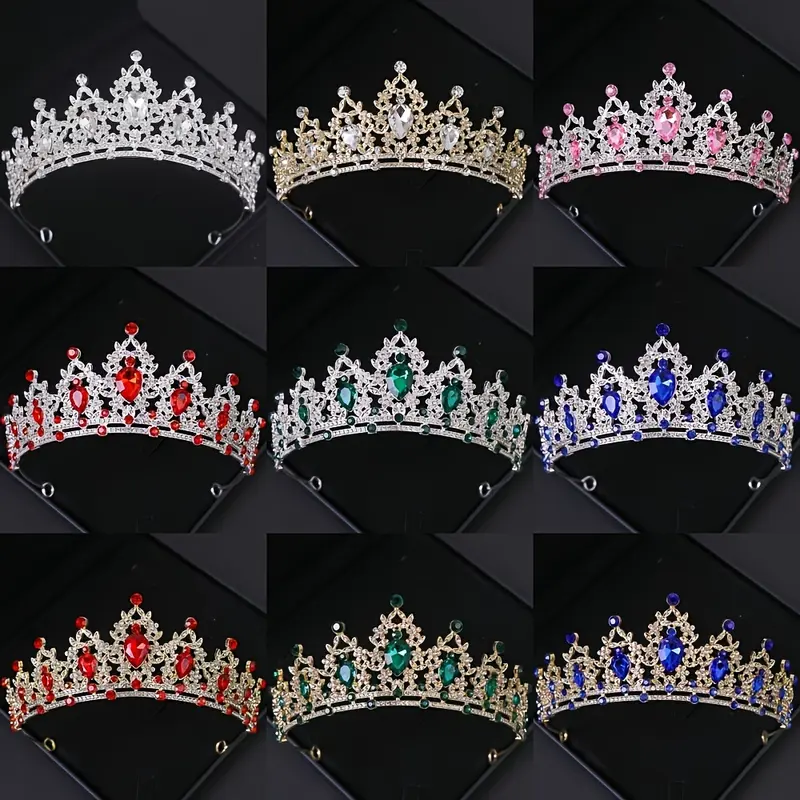 Vintage Crystal Rhinestone Waterdrop Leaf Tiara Crown  display picture 3