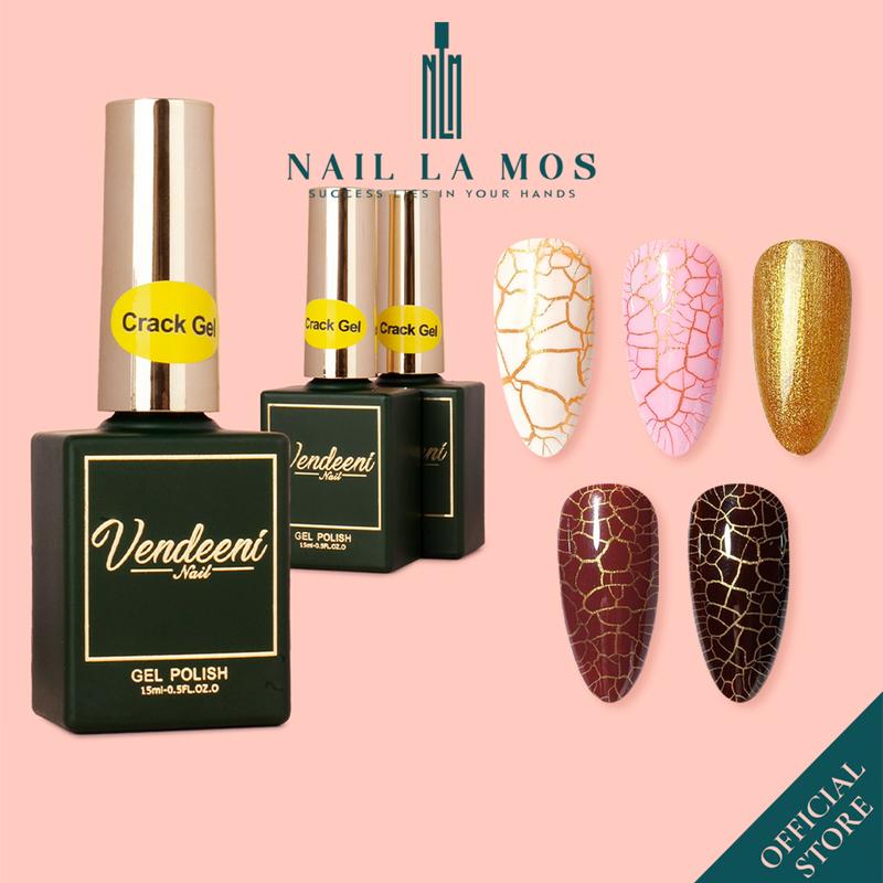 Sơn nứt Vendeeni chính hãng 15ml - Gel tạo nứt trang trí móng nail khô tự nhiên màu trắng, hồng, nâu, đỏ, đen