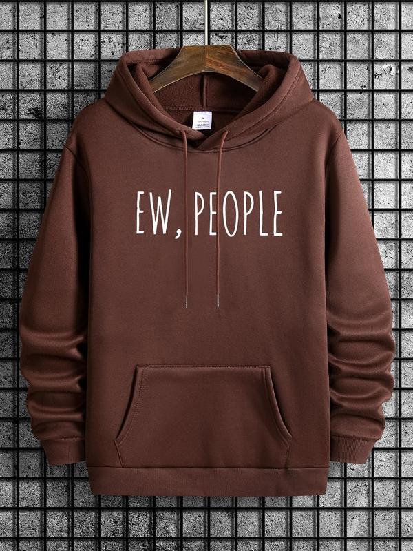 Unisex Men's Letter Print Essentials Hoodie, Regular Fit Casual Streetwear Drawstring Pocket Hooded Sweatshirt, Hoodies for Men, Men's Tops for Spring & Fall, Tall Clothing Women, Men's Clothing 4