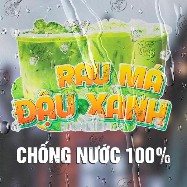 Hình dán rau MÁ ĐẬU xanh dán tường decor trang trí xe đẩy quán nước trà sữa cà phê hình sticker decal giải khát 3