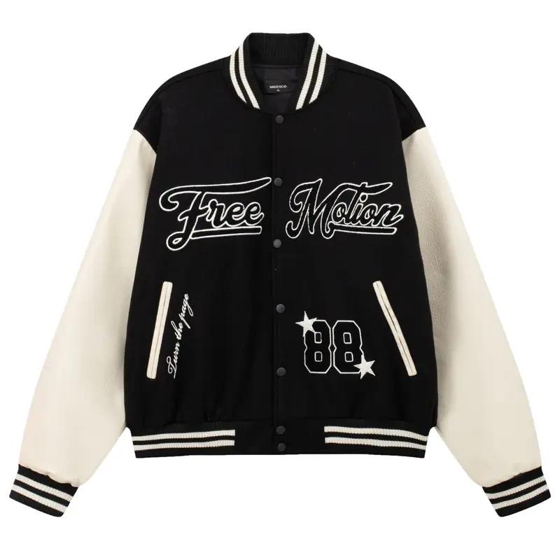  Áo khoác TIMELESS VARSITY Mikenco chính hãng Menswear Nam Đen Jacket Kem 