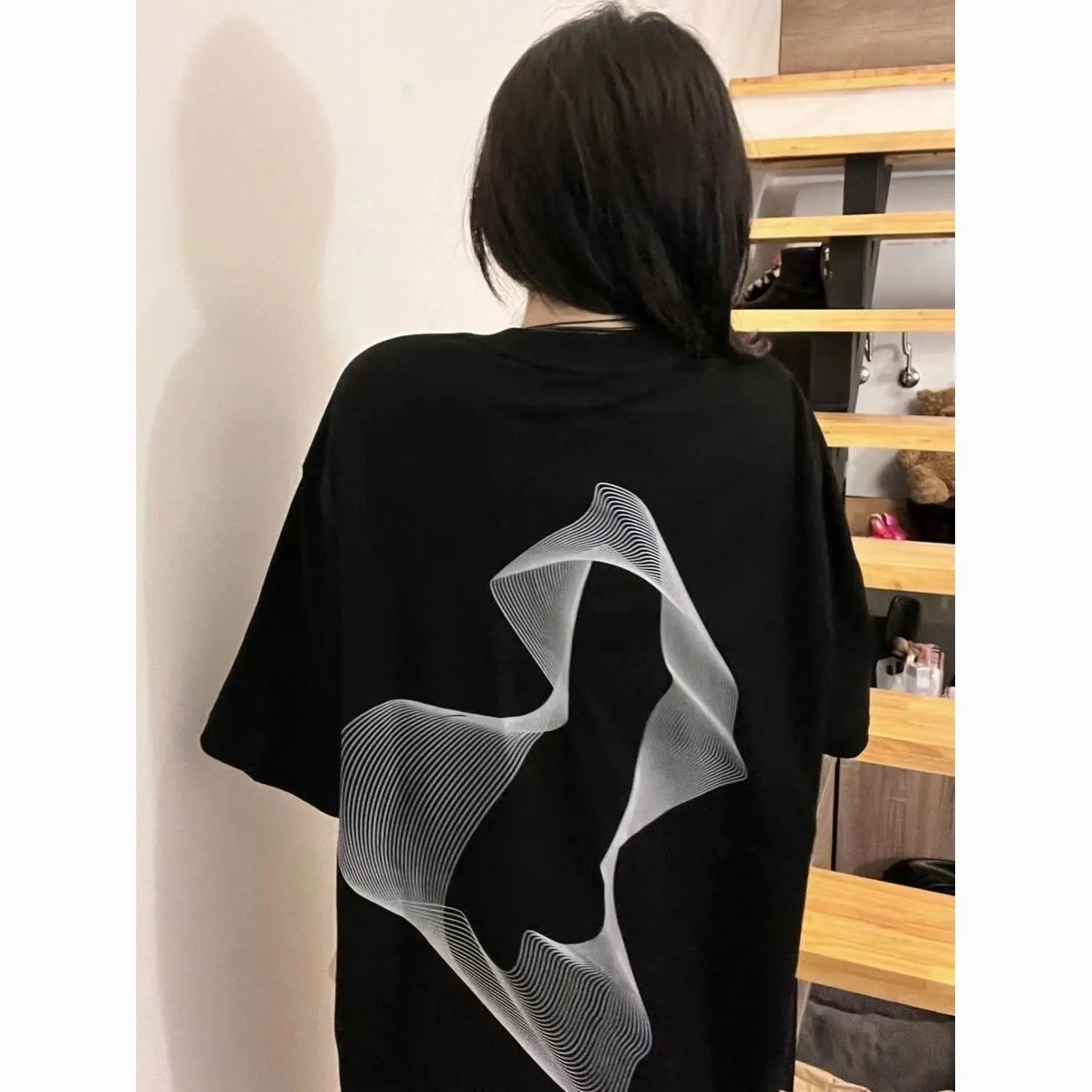 Áo Thun Nữ ngắn Tay Hiphop Mỹ Ngoại Cỡ Thiết Kế Đẹp In Chữ, Dáng Rộng Vừa Vặn, Áo Lười, Thích Hợp Năm 2024 Top Cổ Tròn