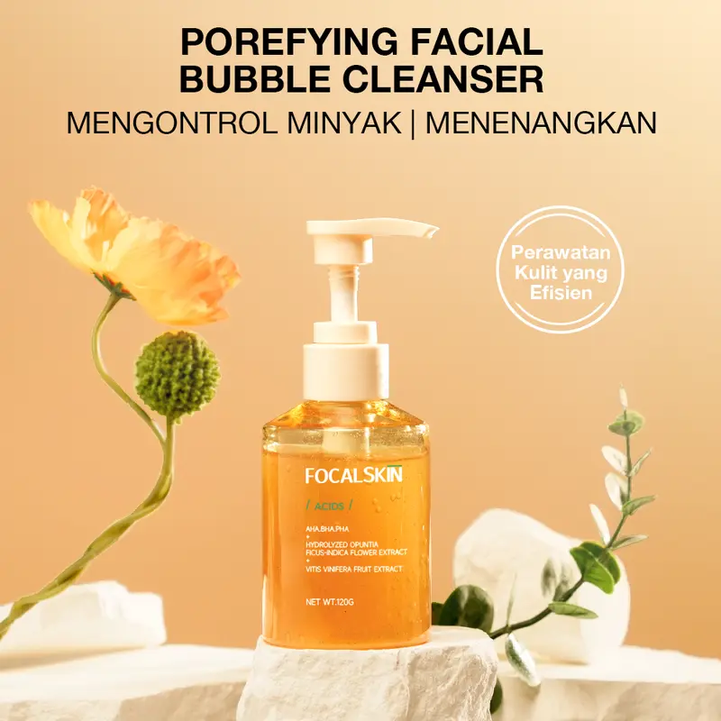 FOCALSKIN Porefying Bubble Cleanser Facial Wash Sabun Cuci Muka Membersihkan Komedo 120g | Pembersih Wajah | FS-C10 Acid Extract 3