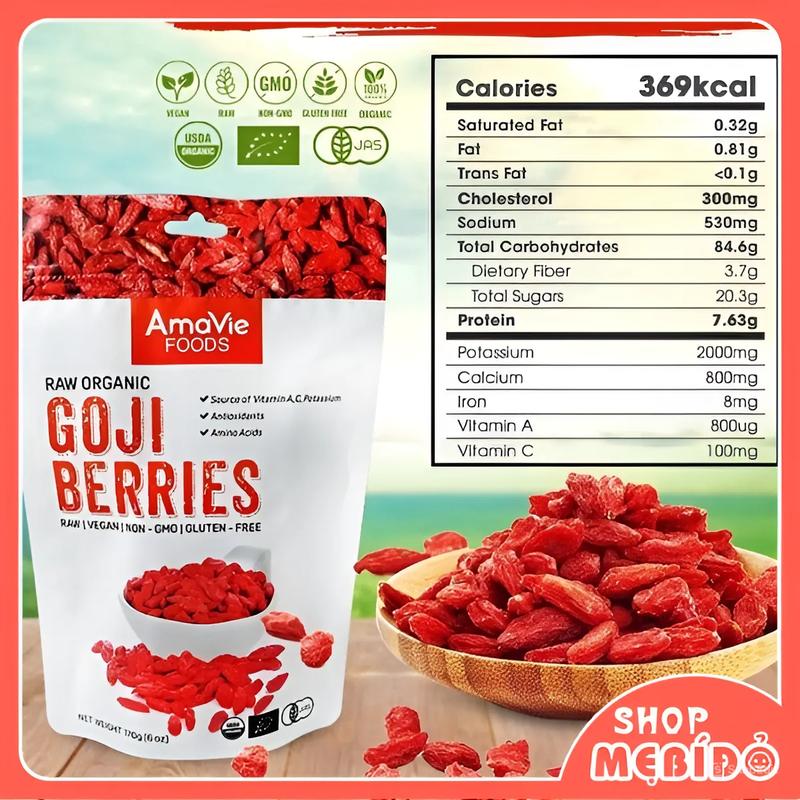 Kỷ Tử Hữu Cơ Cho Bé Ăn Dặm Amavie Foods 170G Pha Trà Táo Đỏ Kỷ Tử Chưng Yến Nấu Chè Shop Mẹ Bí Đỏ Thức Ăn