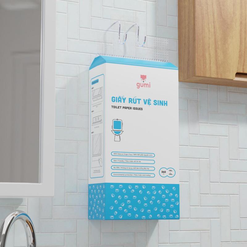 Khăn túi giấy vệ sinh rút treo tường Gumi khăn giấy cao cấp 360 tờ 3 lớp giá rẻ tặng móc treo