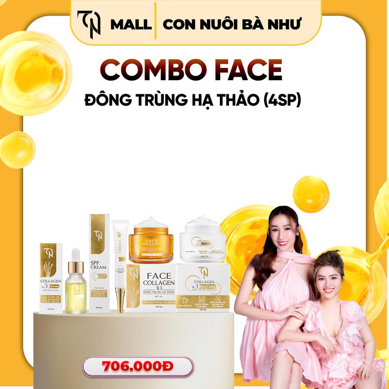 [ HẾT CHƯƠNG TRÌNH TẶNG PHIẾU ] Bộ 4 Sản Phẩm Dưỡng Da Ngày Và Đêm - Kem Face Ngày Đông Trùng Hạ Thảo - Kem Face Đêm Collagen X3 Sữa Ong Chúa - Serum Đông Trùng Hạ Thảo - Kem Chống Nắng SPF 60++ - Hỗ Trợ Dưỡng Da Mờ Thâm , Nám , Sạm, Tàn Nhang