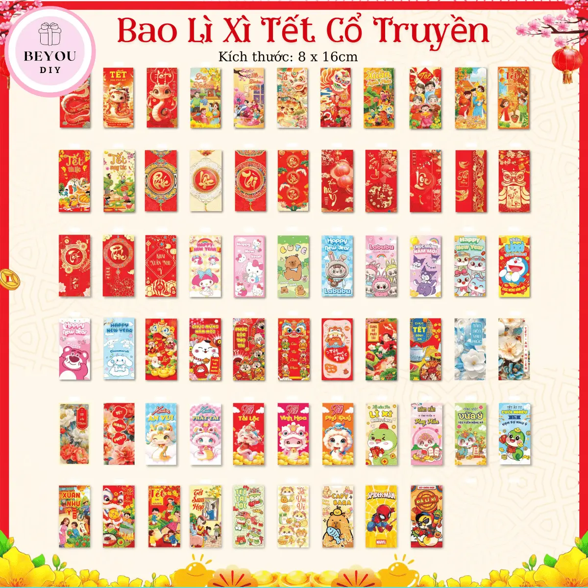 Bao Lì Xì Tết Ất Tỵ 2025 Giá Rẻ, Set 10 Bao Lì Xì Được Chọn Mẫu