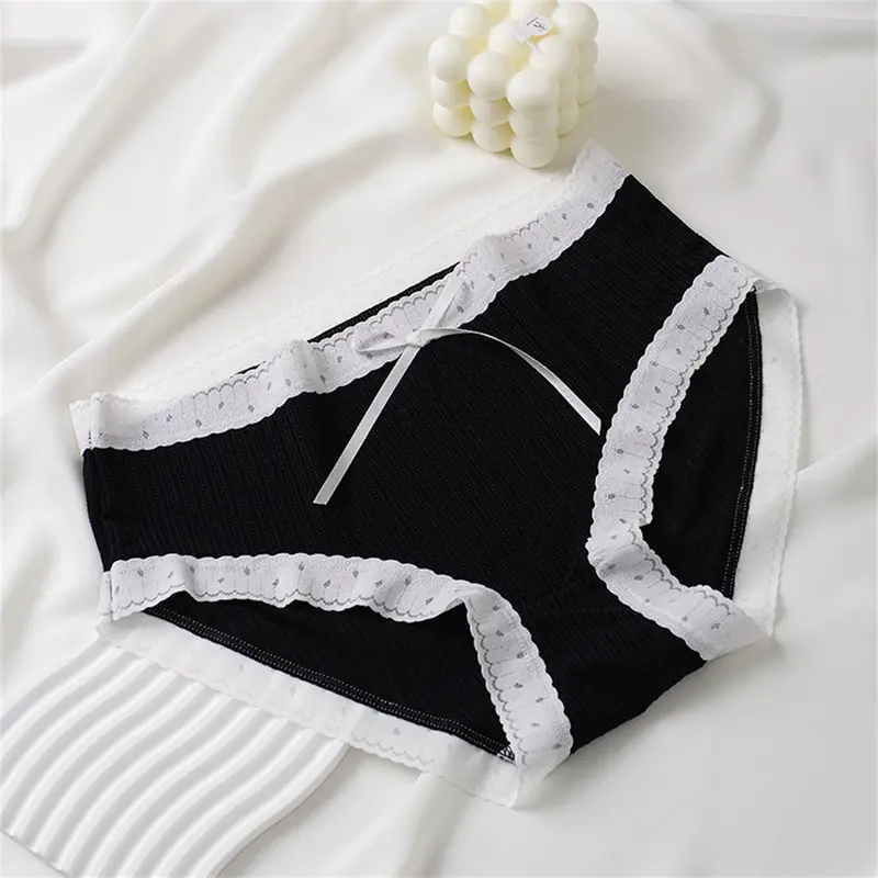 Quần Lót Cotton Nguyên Chất, Mỏng Và Ôm Sát, Miễn Phí Và Thoải Mái Khi Mặc, Cạp Trung Thoáng Khí, Lụa Lạnh Thanh Lịch Cho Nữ, Quần Lót Ren Vải Tuyn Thoáng Khí, Thoải Mái Và Kháng Khuẩn 2